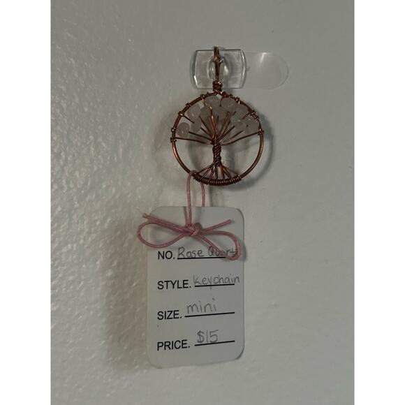 Handmade Copper and Serpentine Crystal Tree of life 3.5x2” Wall Decor - Picture 5 of 5